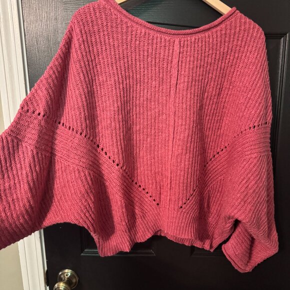 NWOT Womens Altard State Dolman Sleeve Knit Sweater Cropped Pink Knit Medium - Picture 2 of 4